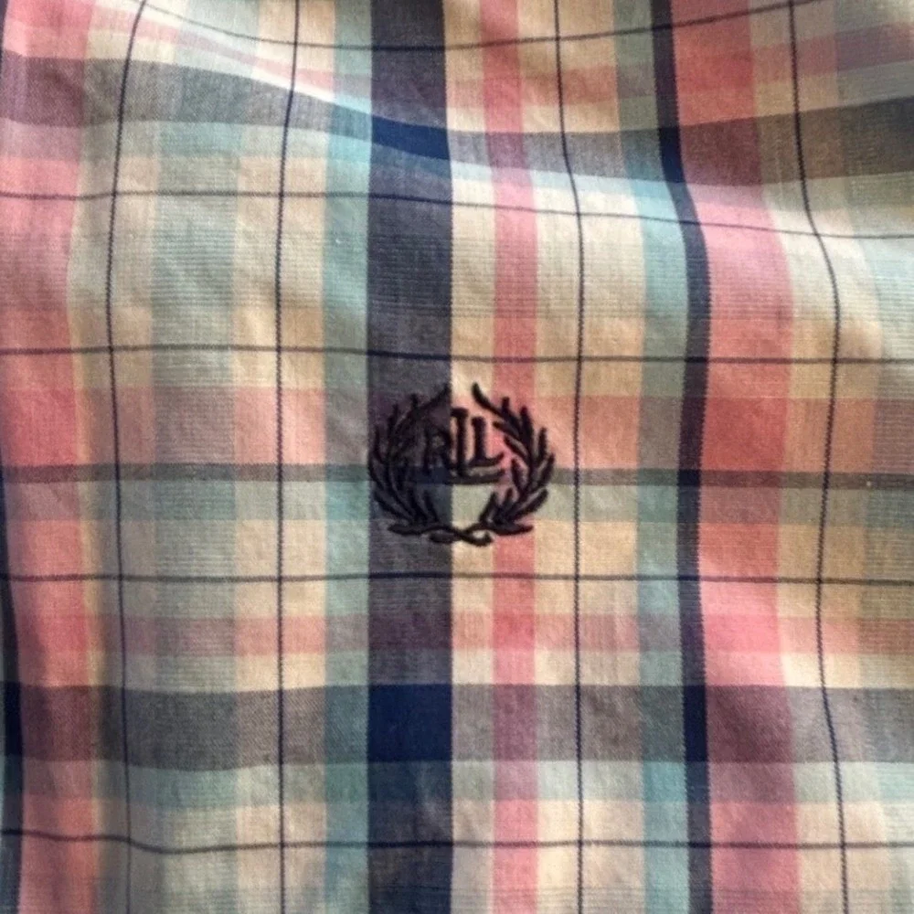 Ralph Lauren Kids Boys Plaid Button Down Shirt Sz 10 Pink Blue Crest Black Label